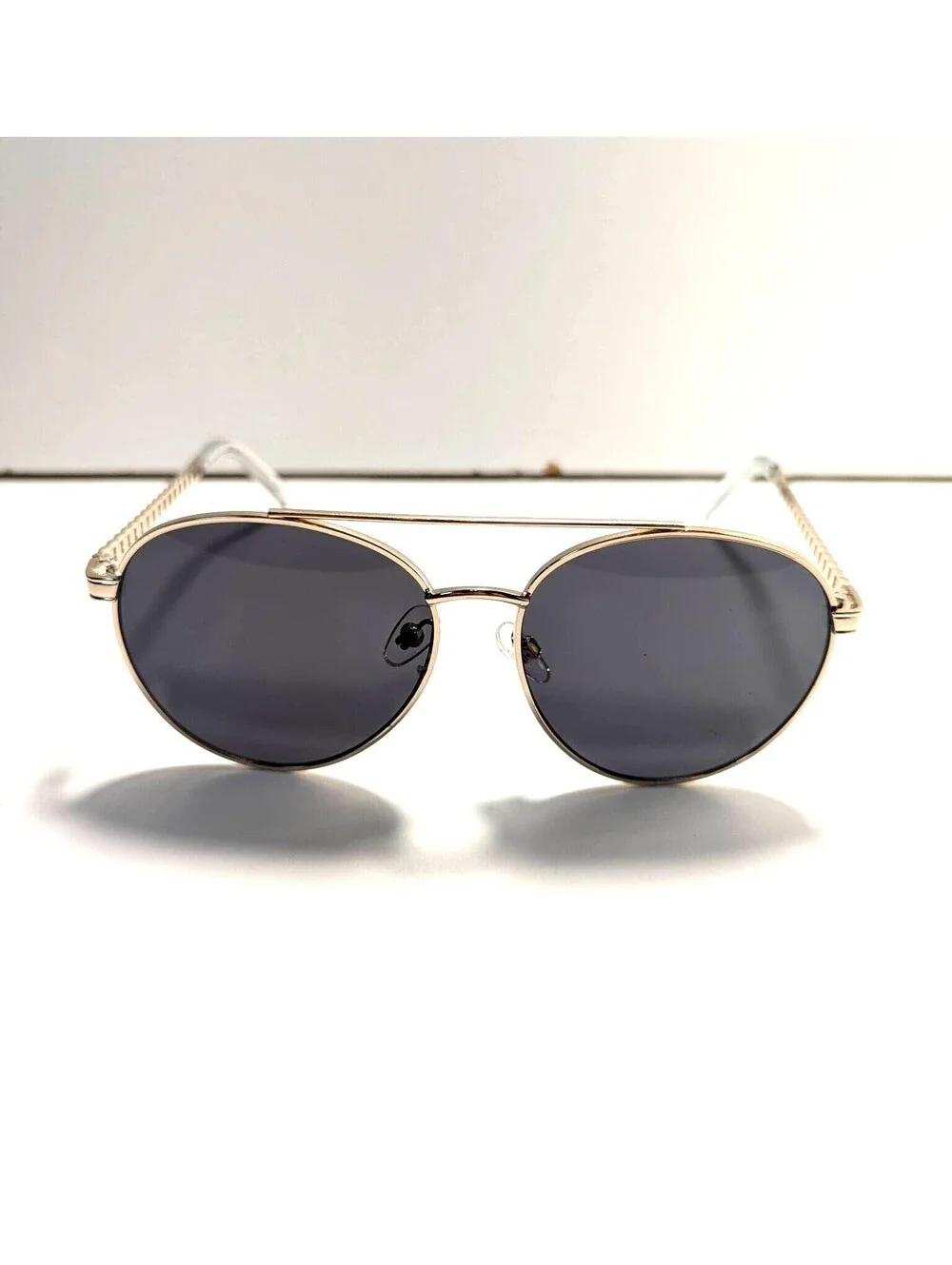 Foster Grant SR1221 Sunglasses Aviator Style Round Double Metal Frames Golden